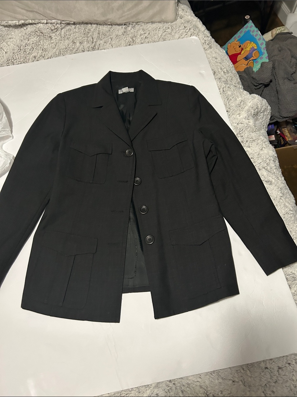 Classic Black Women's Button-Front Blazer Jacket